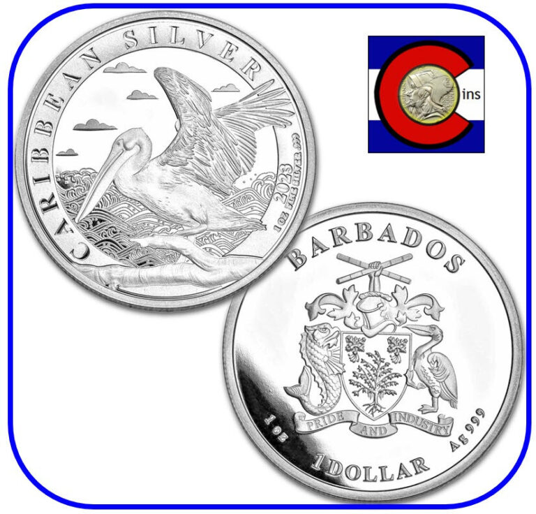 Read more about the article 2023 Barbados 1 oz $1 Silver Caribbean Pelican BU Coin in capsule