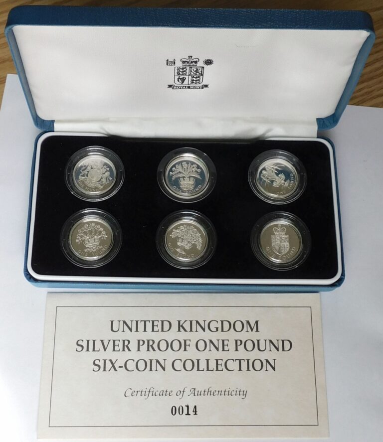 Read more about the article UK Silver Proof One Pound Six-Coin Collection Set  Britain Royal Mint Set #0014