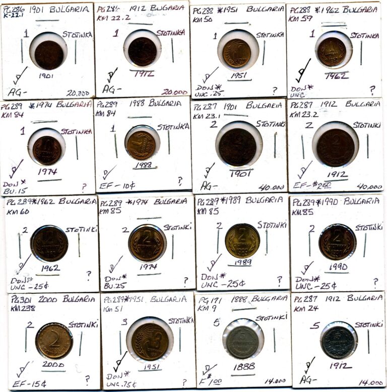 Read more about the article LOT OF 16 ASSORTED BULGARIA COINS 1888-2000