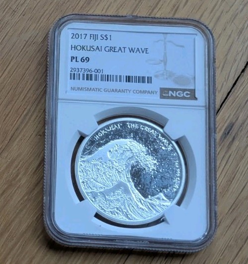 Read more about the article 2017 FIJI  SILVER $1 “HOKUSAI GREAT WAVE”  PL69 NGC Graded Coin