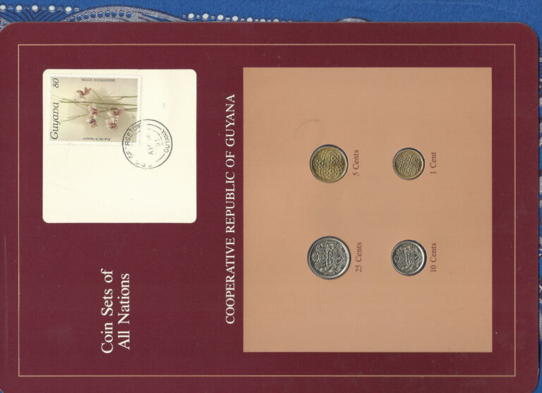 Read more about the article Coin Sets of All Nations Guyana w/card 1980-1989 25 Cents 1989 UNC Orchid AP1691