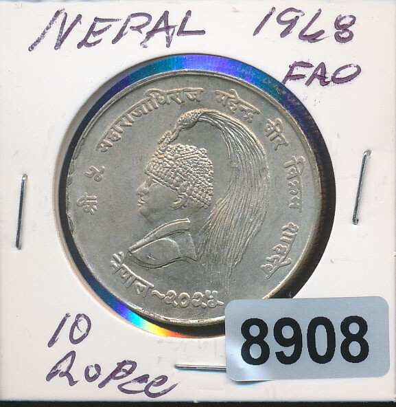 Read more about the article NEPAL – 1968 SILVER 10 RUPEES – FAO – BU #8908