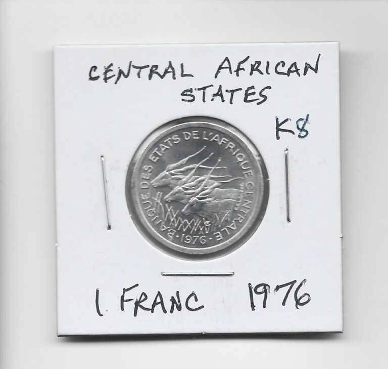 Read more about the article Central African States 1 Franc 1976 K8 Eland Antelope. Common Coinage France