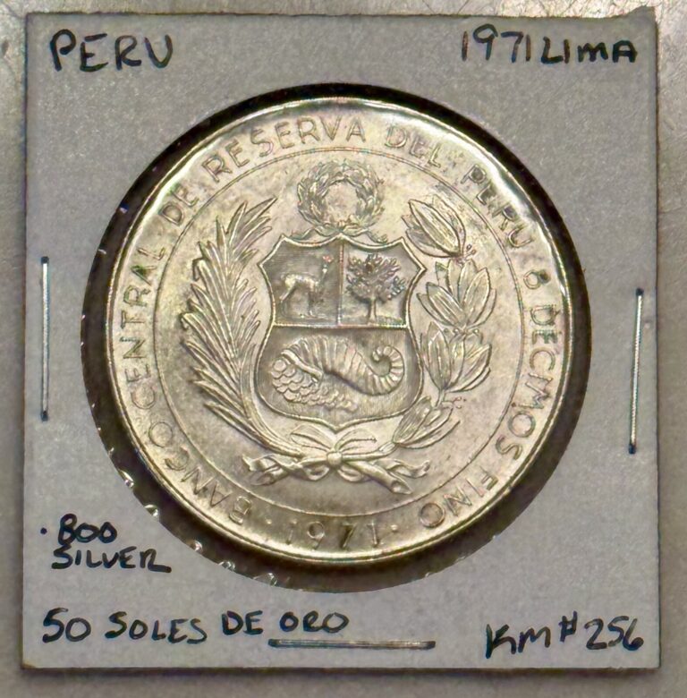 Read more about the article 1971 LIMA Peru 50 Soles De Oro (Independence) Silver Coin – KM#256