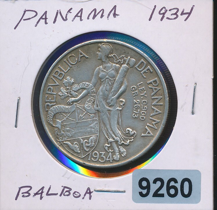Read more about the article PANAMA  – 1934 – 1 BALBOA – SILVER – #9260