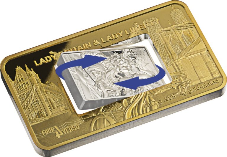 Read more about the article 2024 Barbados $5 Lady Liberty and Britannia 4 Verso 2 oz Silver Coin – 999 Mintage