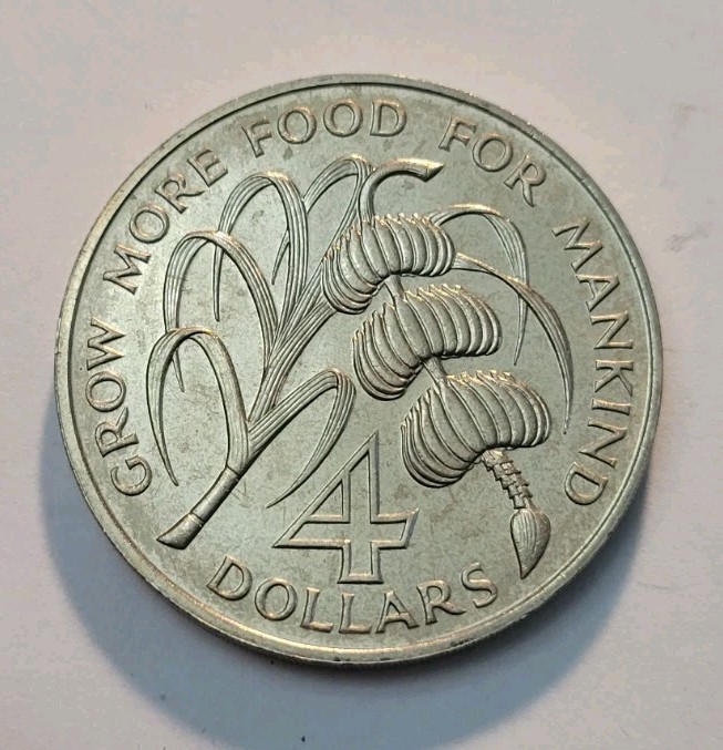 Read more about the article 1970 Barbados 4 Dollars  F.A.O. Commemorative World  Coin