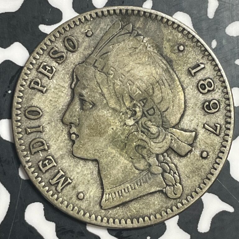 Read more about the article 1897 Dominican Republic 1/2 Peso Half Peso Lot#T3641 Silver! Nice!
