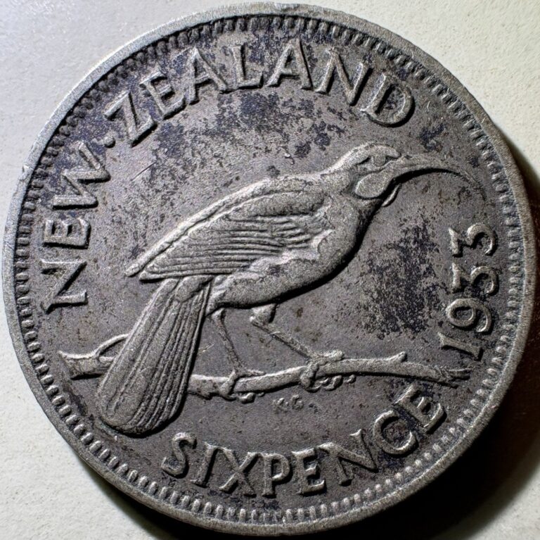 Read more about the article 1933 New Zealand 6 Pence Sixpence Silver Coin