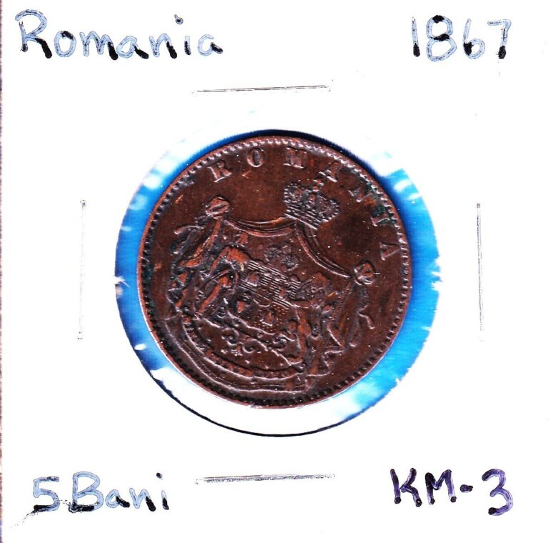 Read more about the article 1867 Romania 5 Bani (KM-3.2) Copper [Carol I]  One-year issue [Watt and Co Mint]