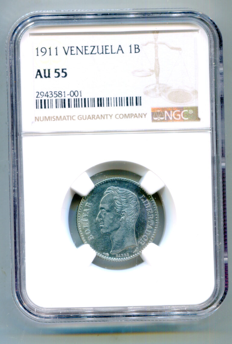 Read more about the article Venezuela Bolivar 1911  Y-22 NGC AU 55 exceptional coin very scarce  lotmay2673