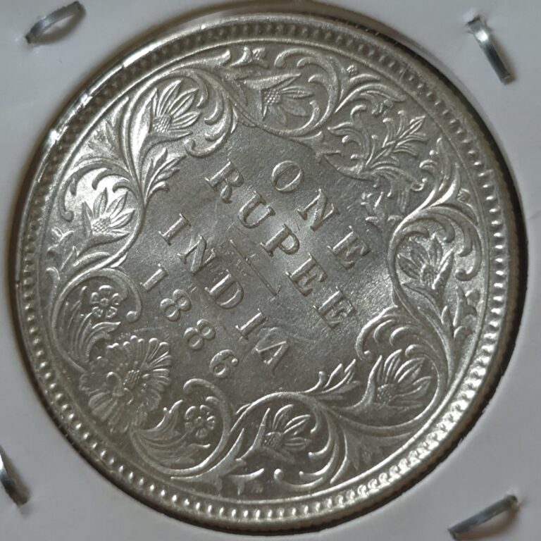 Read more about the article Key Date Ghost Error British India Victoria Silver Rupee 1886 Calcutta HL2