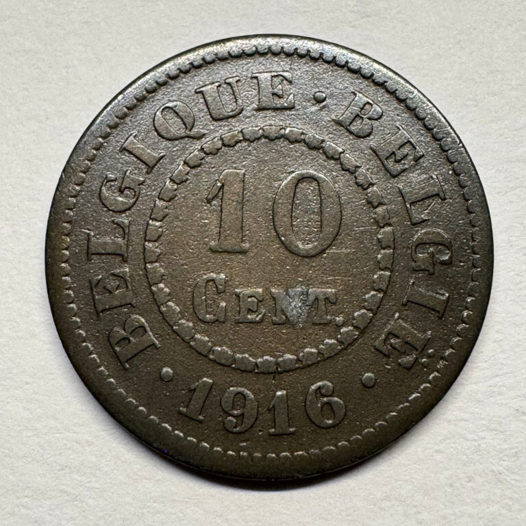 Read more about the article 1916 Belgium 10 Cents – Beautiful Coin – #B-079