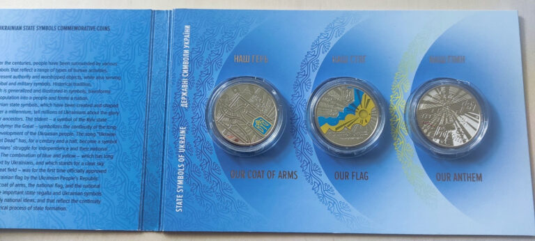 Read more about the article Ukraine  Set of 3  five (5) Hryvnia Coins 2022  State symbols of Ukraine