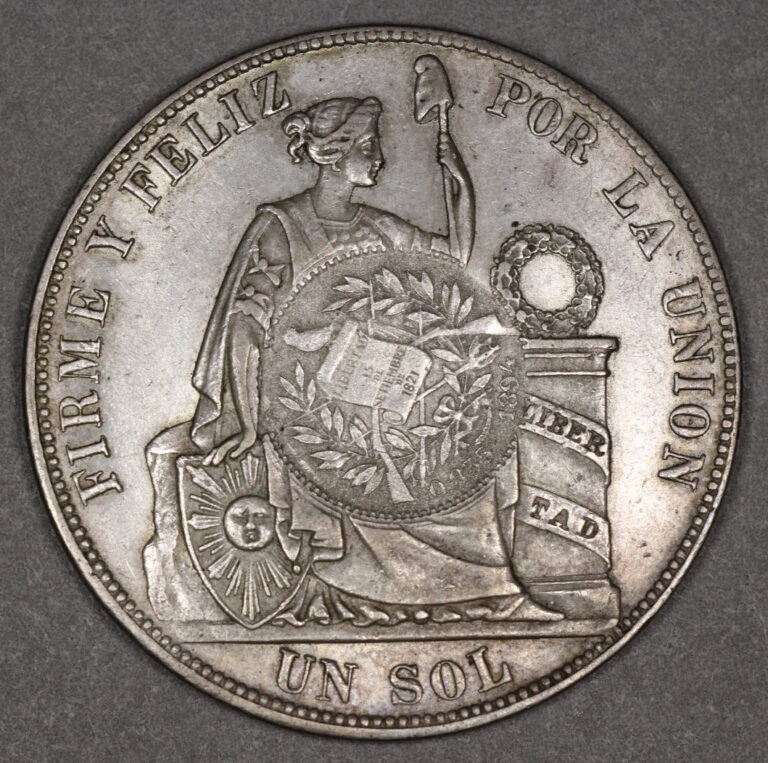 Read more about the article 1894 Guatemala Silver Peso Counterstamped 1887 Peru Sol