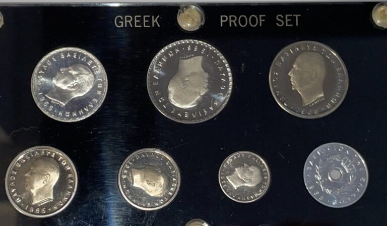 Read more about the article Uncirculated Rare Greece Proof Set 1965 In Case – 7 Coins