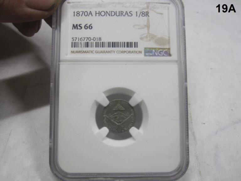 Read more about the article Honduras 1/8 real MS66 coin 1870 A