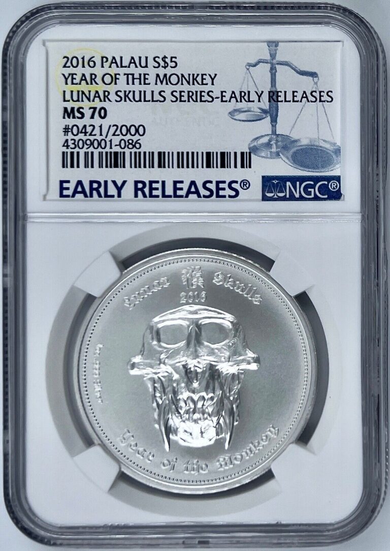 Read more about the article 2016 Palau $5 Year of the Monkey Lunar Skulls Series NGC MS 70 Early Releases