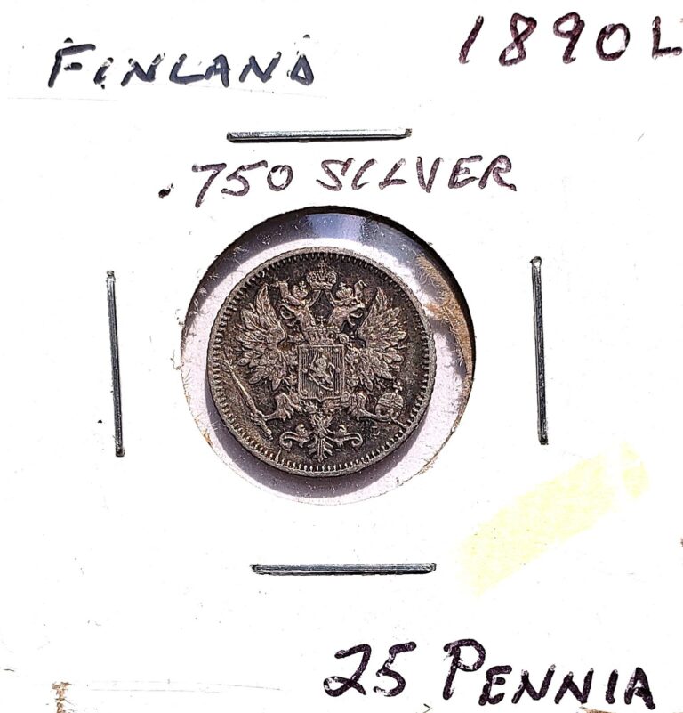 Read more about the article 1890 L Finland .750 Silver 25 Pennia Coin