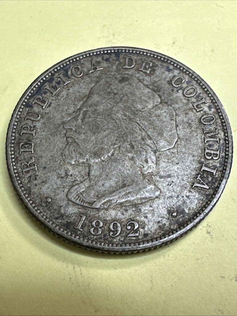 Read more about the article Colombia 1892 SILVER 50 Centavos. Columbus. High Grade Lustrous.  KJ004
