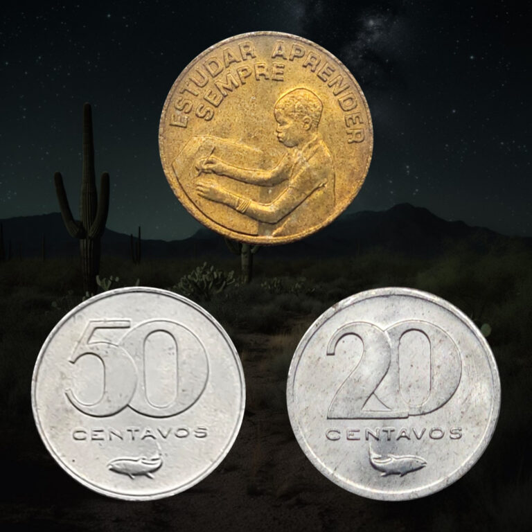 Read more about the article Lot of 3 – 1977 Cape Verde 1 Escudo  50 and 20 Centavos Coins  Coat of Arms
