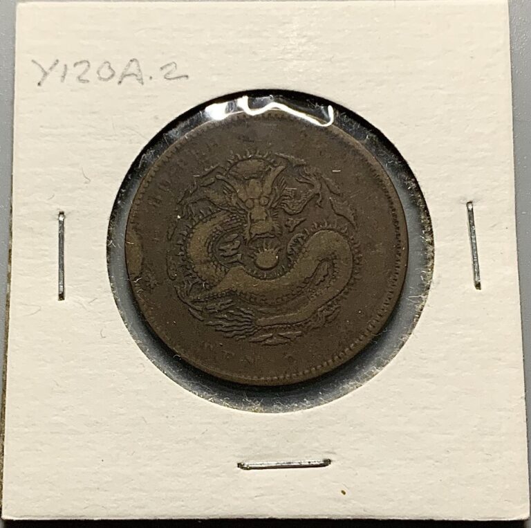 Read more about the article China Empire Hupeh 10 Cash Dragon Copper Coin – Rim Cud Reverse