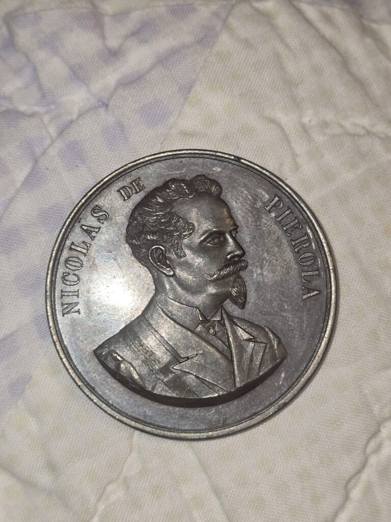 Read more about the article PERU. Nicolas de Pierola Silver Medal  1896. Lima Mint. PCGS SPECIMEN-62.By S. M