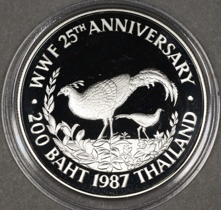 Read more about the article 1987 Thailand Silver 200 Baht World Wildlife Fund Proof Pheasant