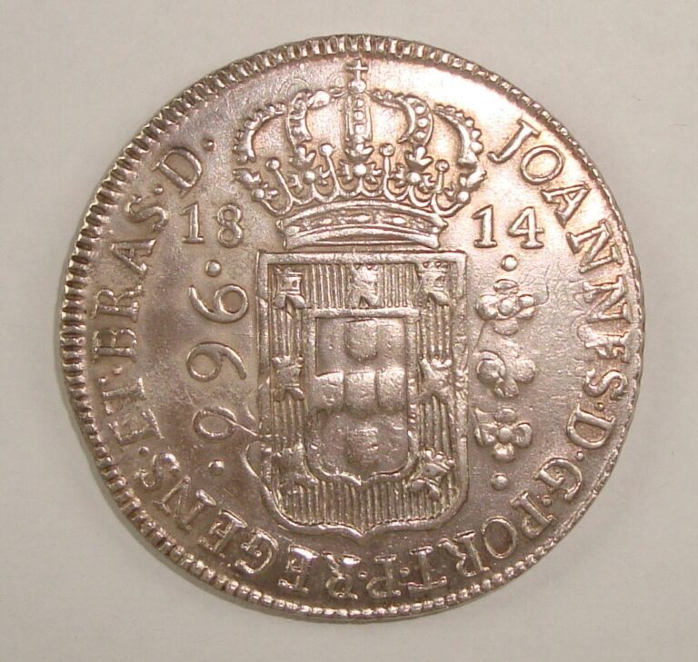Read more about the article 1814-B Brazil  Joao Prince Regent Silver 960 Reis AU