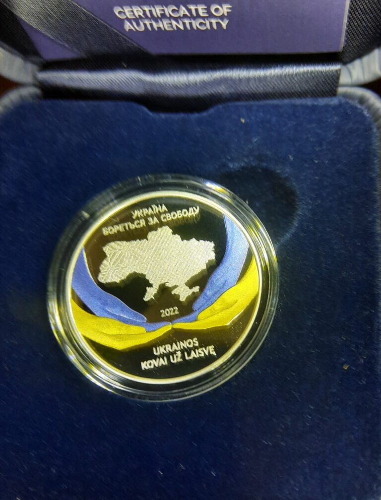 Read more about the article Silver Proof Lithuania 10 Euro Ukraine’s Fight For Freedom in box with COA