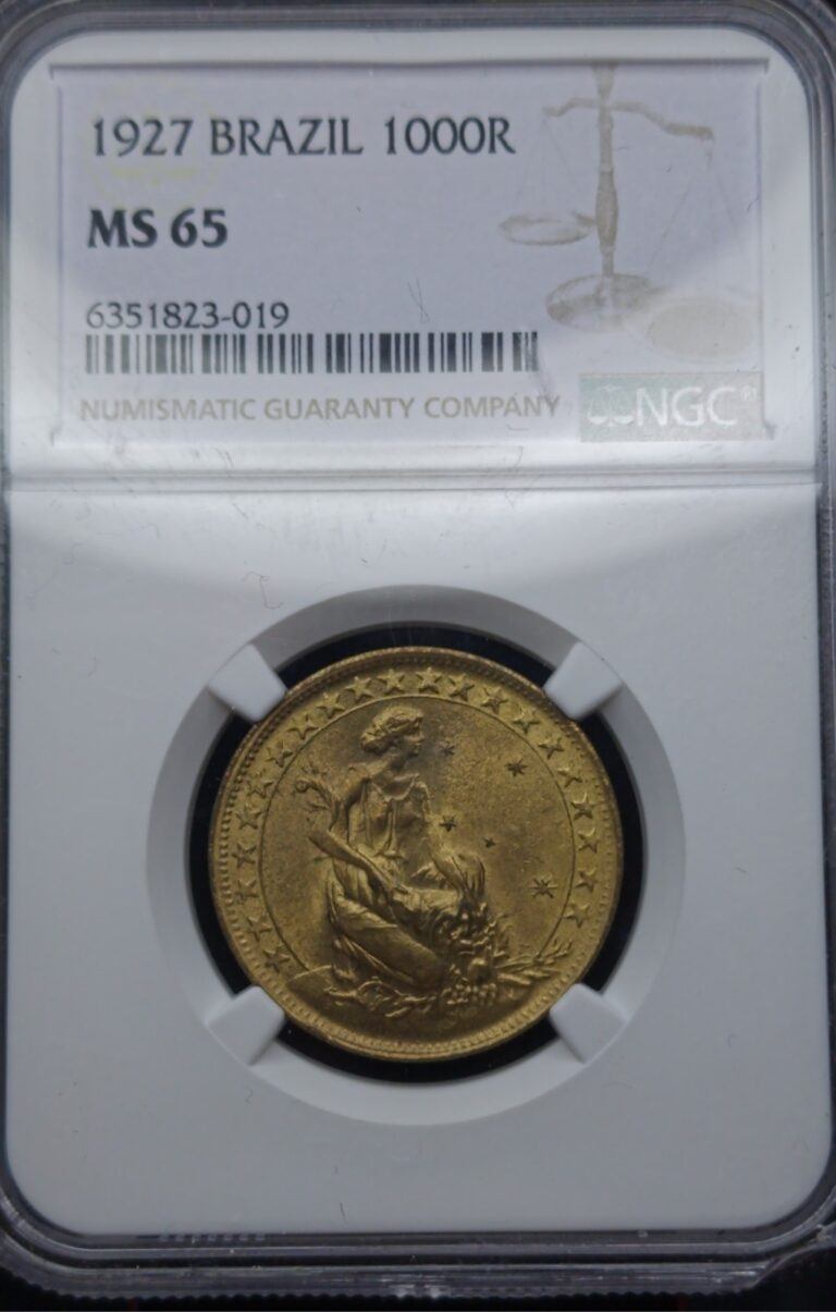 Read more about the article 1927 Brazil 1000 Reis MS 65 NGC