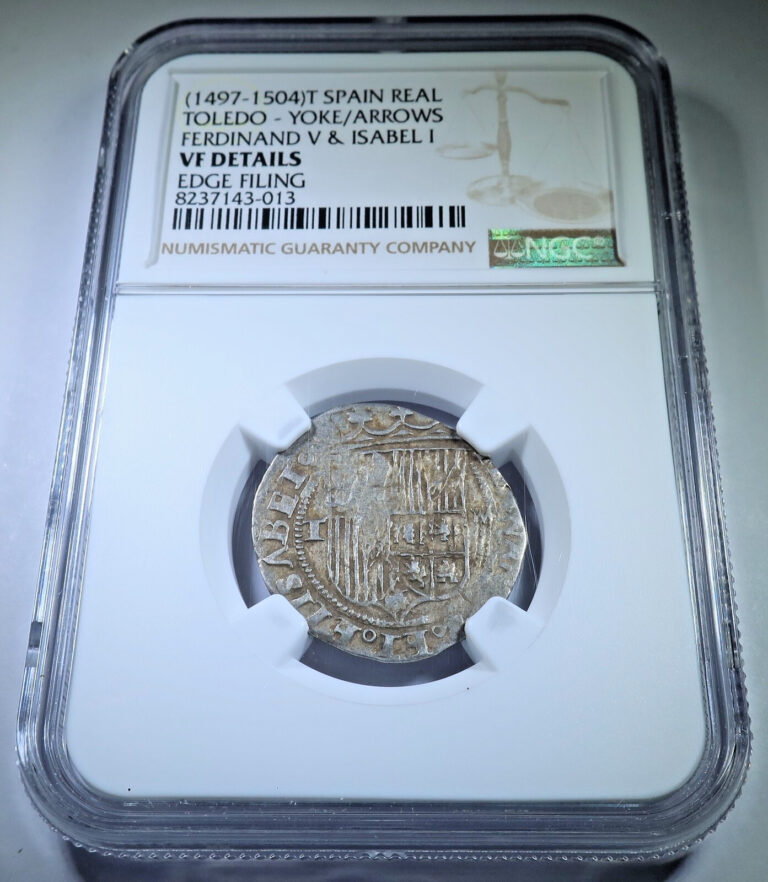 Read more about the article NGC VF 1400’s-1500’s Ferdinand Isabella Spanish 1 Reales Antique Columbus Coin