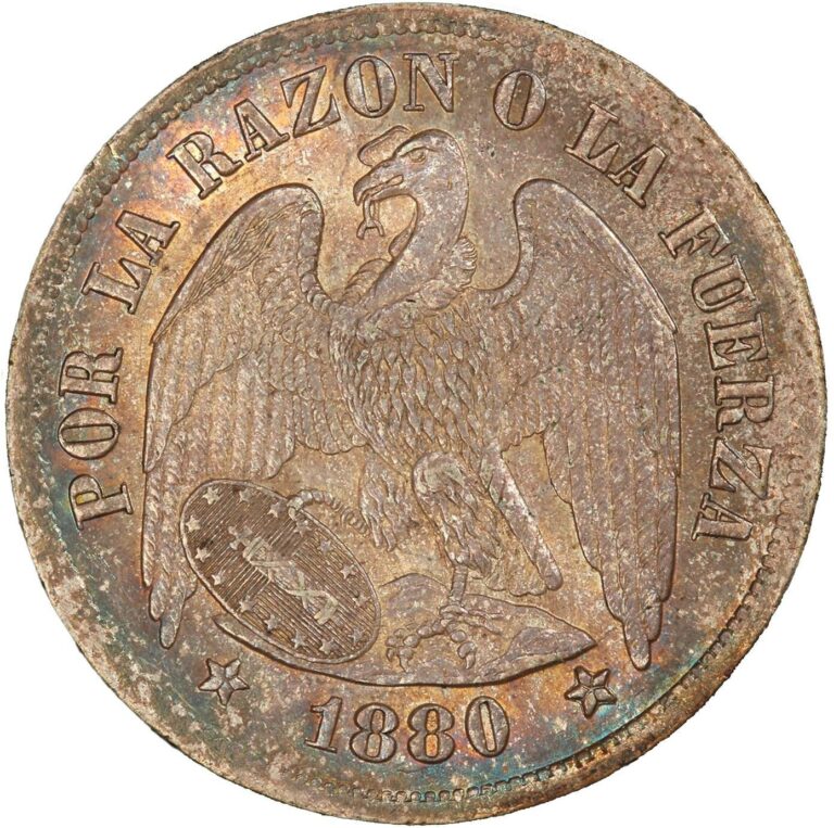 Read more about the article CHILE Santiago Silver Condor Peso 1880 NGC MS 63 KM-142.1