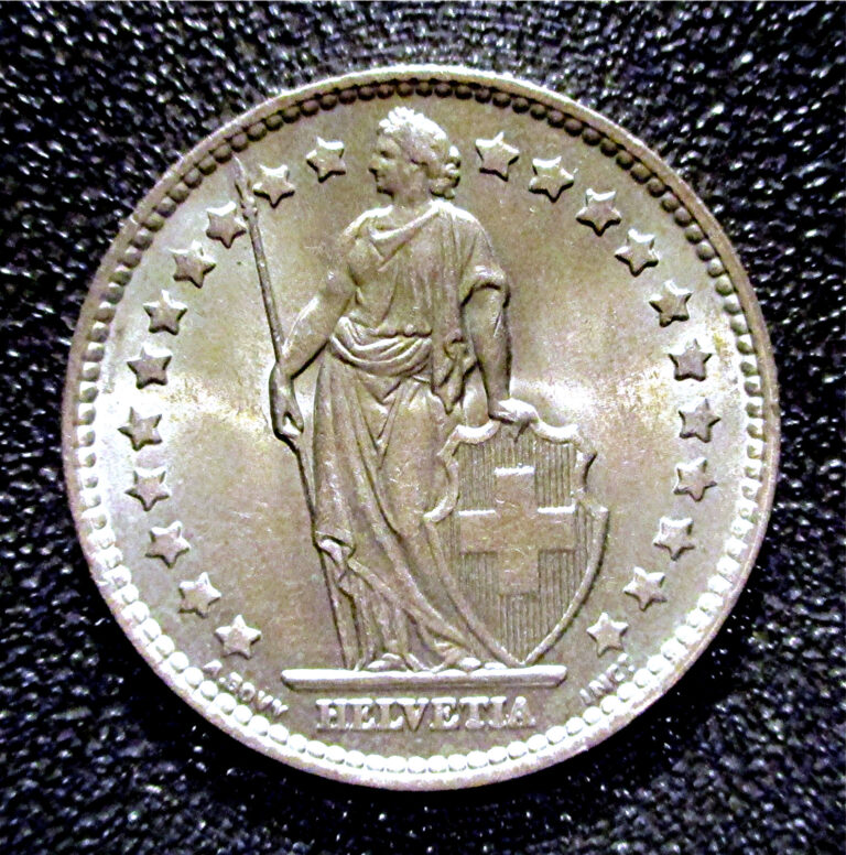 Read more about the article SWITZERLAND-1964 1 FRANC-.835 SILVER-5g.  HIGH GRADE.  BERN MINT KM#24 KNO1