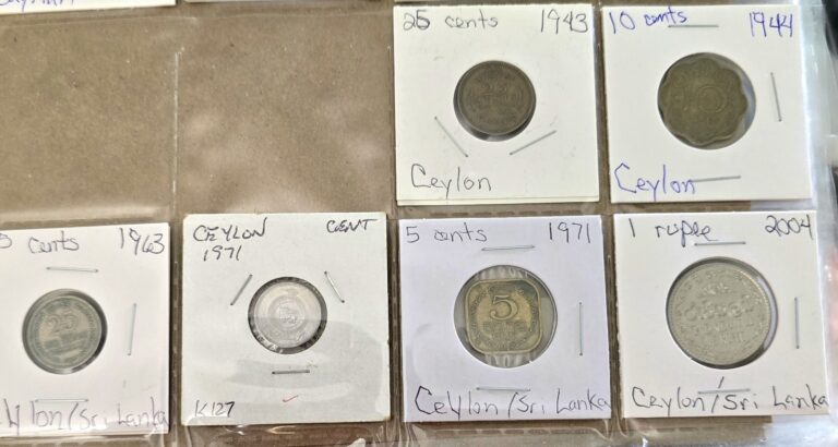 Read more about the article Ceylon/Sri Lanka 6 Coin Lot  1943-2004. 1  5  10  25 Cent And 1 Rupee Coins