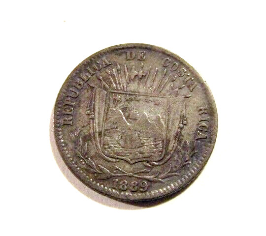 Read more about the article Costa Rica 1889-H 10 Centavos Silver Old Coin Heaton Mint