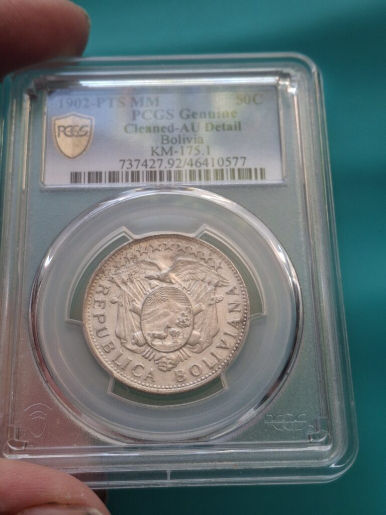 Read more about the article 1902 Bolivia 50 Centavos Silver Coin Cleaned PCGS AU Detail