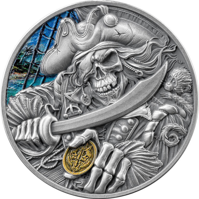 Read more about the article 2025 Ghana Memento Mori Pirate UHR 1 oz Silver Coin mintage of 999