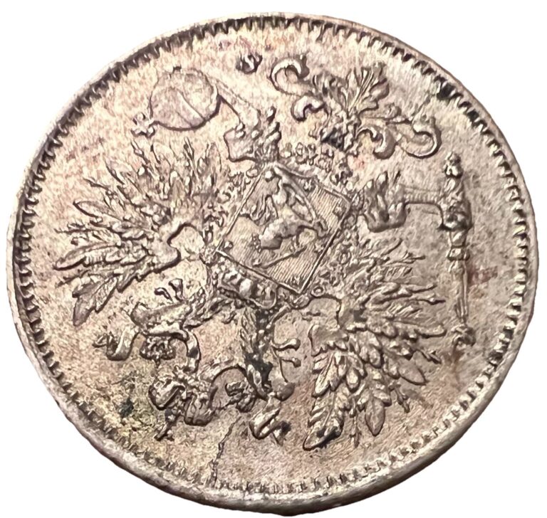 Read more about the article 1916 Finland 25 Pennia Silver Foreign Coin – Lot C17