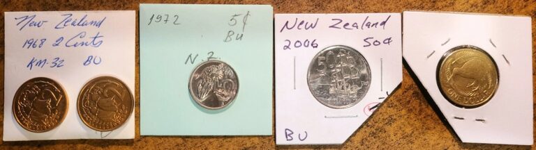 Read more about the article 1968-1972-1991-2006 NEW ZEALAND LOT FIVE COINS 2-5-50 CENTS + DOLLAR $1