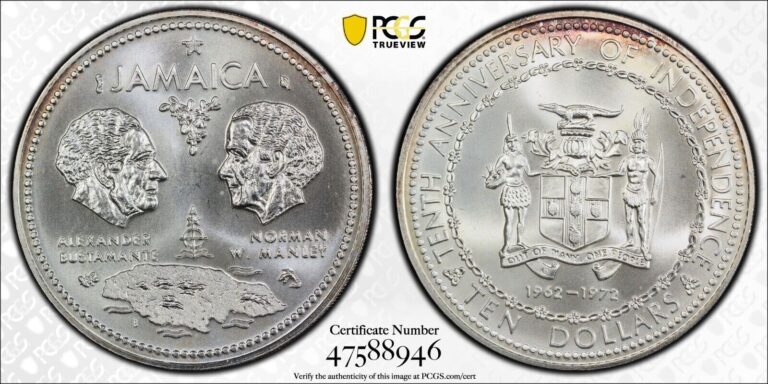 Read more about the article 1972 $10 JAMAICA (SILVER) 10TH ANNIVERSARY INDEPENDENCE PCGS MS68 #47588946