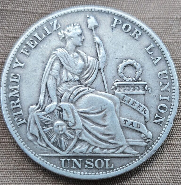 Read more about the article 1895 TF Peru Un Sol Silver Coin 90% 25g 22.5g ASW (B)