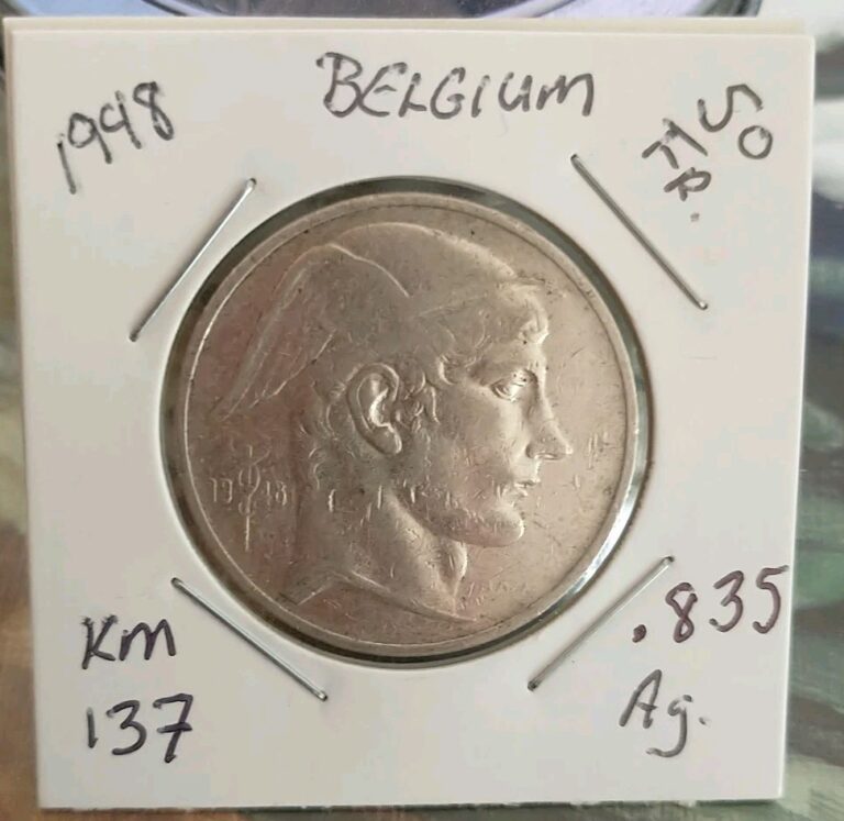 Read more about the article 1954 Belgium – 50 Francs – 83.5% Silver Coin. KM#137.