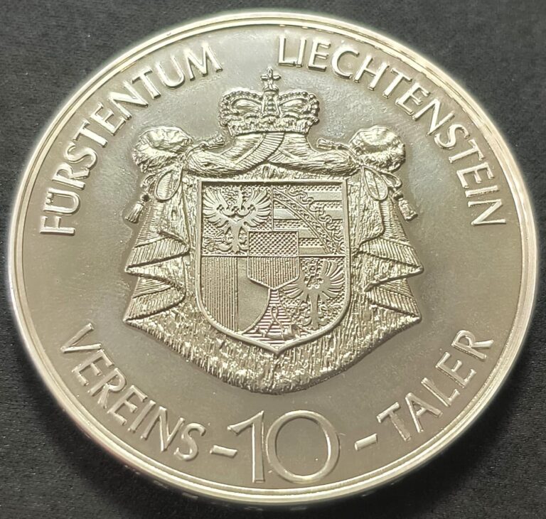 Read more about the article 1986 10 Taler 5 Troy Oz .999 Fine Silver Franz Josef II Von Liechtenstein-Toned