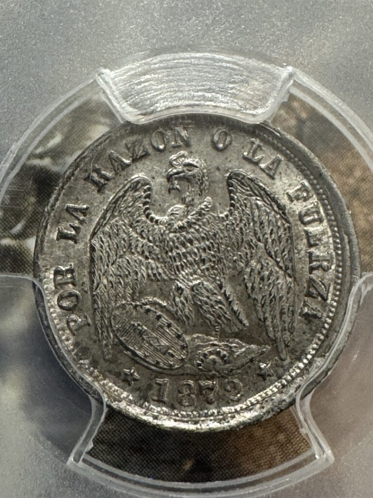 Read more about the article 1872-So Chile 1/2 Décimo PCGS MS64  Scarce  Better Condition  Free shipping