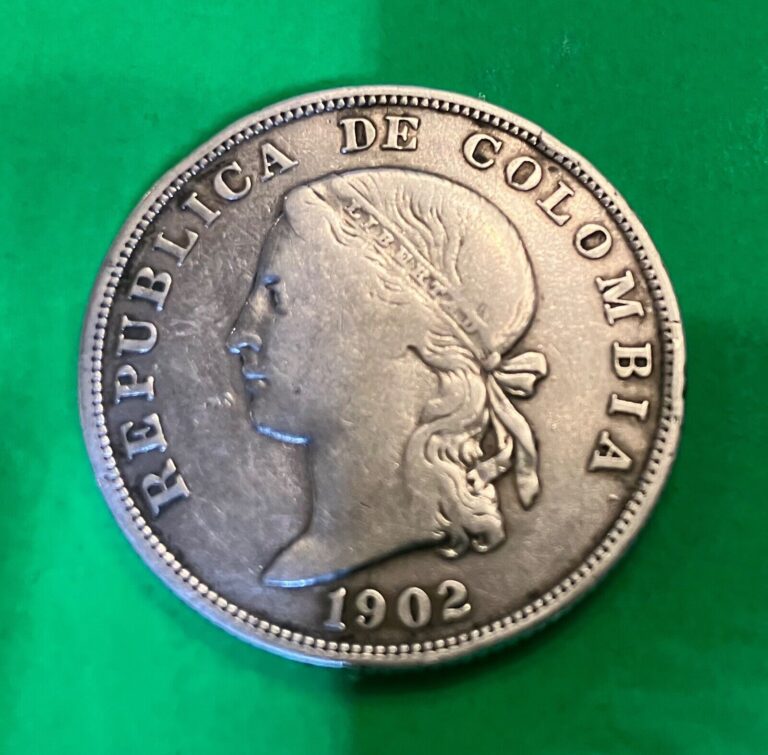 Read more about the article 1902 Colombia 5 decimos  50 centavos silver coin–Almost uncirculated!
