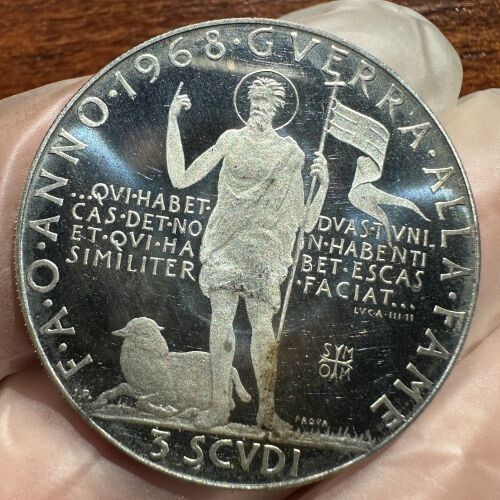 Read more about the article 1968 Malta Silver Proof 3 Scvdi Foreign Coin  F.A.O.  Anno