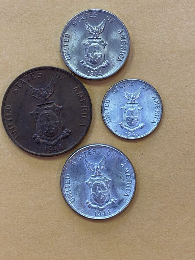 Read more about the article Lot of 4 Different Philippines US 1944 Coins: 1  5  10  20 Centavos. Not bad!