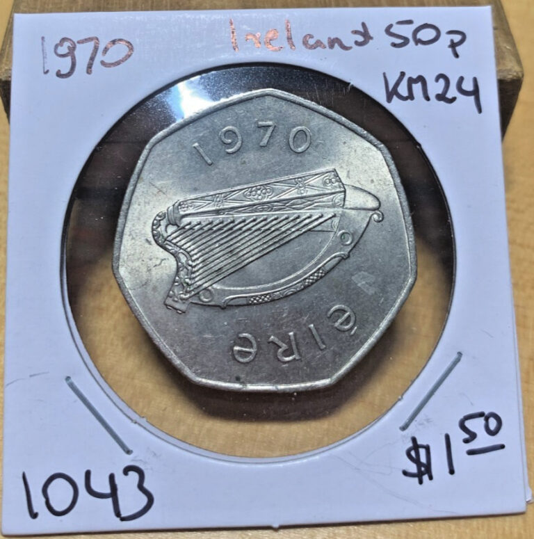 Read more about the article 1970 Ireland 50p   KM 24   circulated condition. Coin #1043