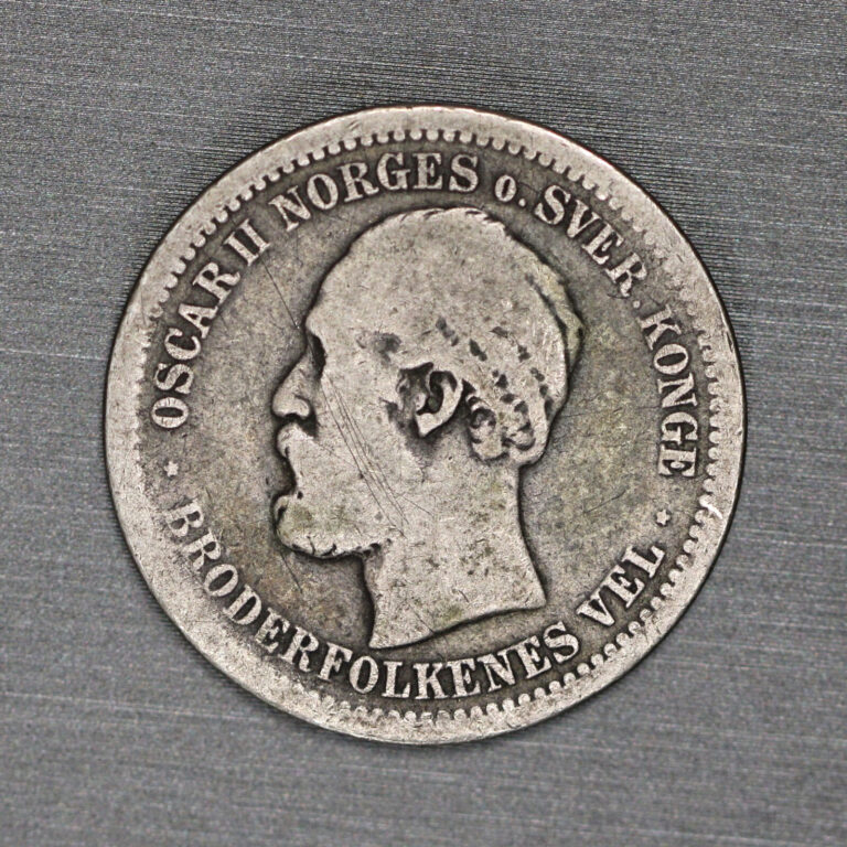 Read more about the article 1877 1 Krone Norway .800 Sterling Silver Coin